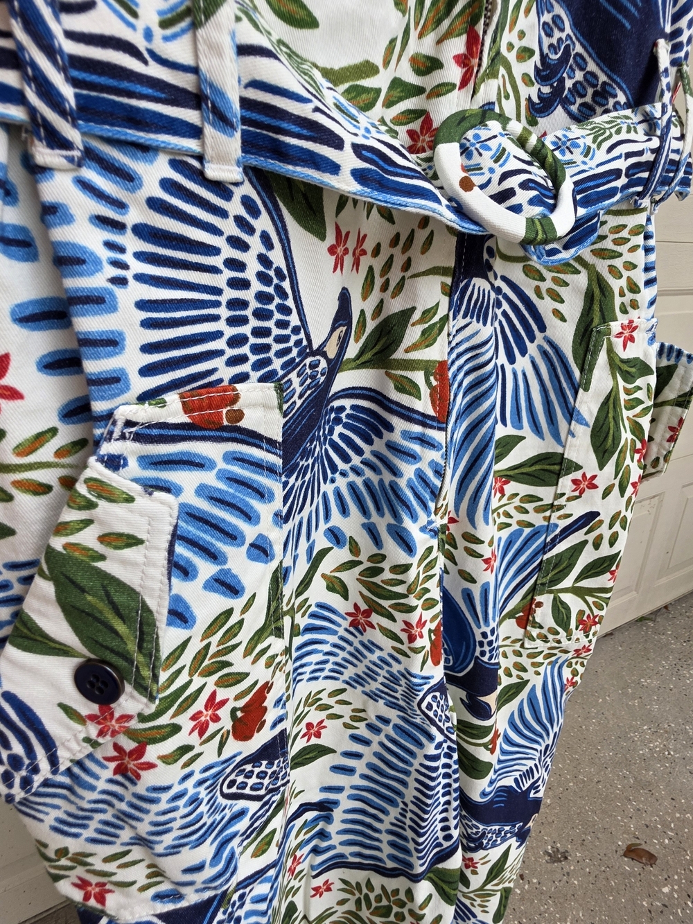 Farm Rio Macaw Flight jumpsuit with blue and green tropical birds - Picture 10 of 12